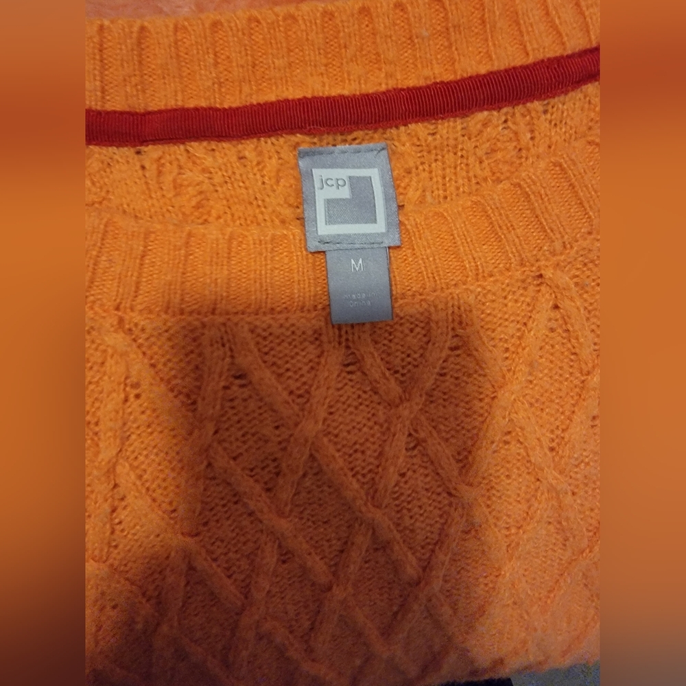 jcpenney Coral Crewneck Cable Knit Sweater - Picture 4 of 4